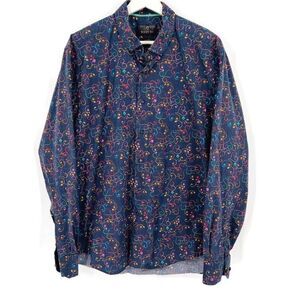 Q Baqchi Men's‎ Abstract Art Button Up Dress Shirt XXL 45/46